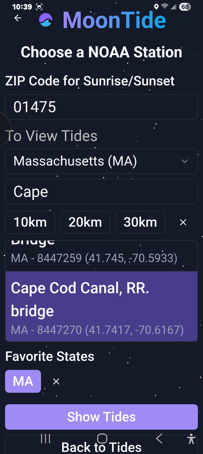 Show tides